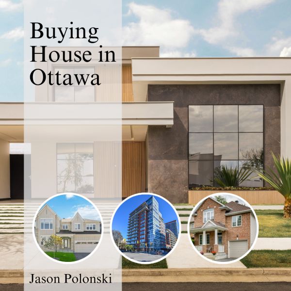 Buying a house in Ottawa and Kanata. An image of a real estate agent, Jason Polonski, in front of a house with a 'For Sale' in Ottawa. The image depicts the process of buying a house in Ottawa and the services offered by Ottawa Home Buyers Services.