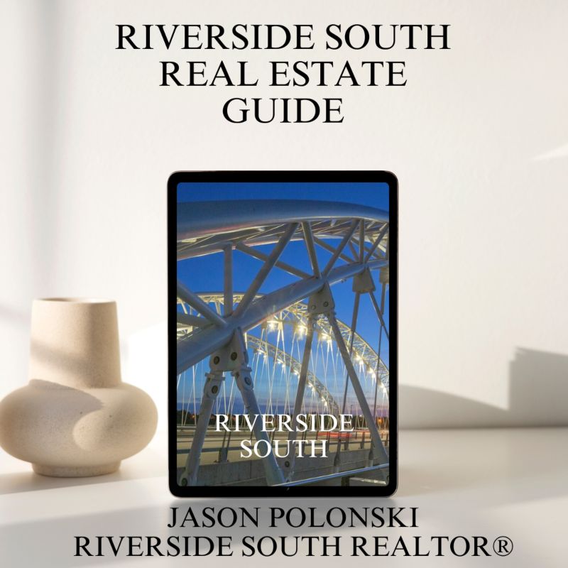Riverside South Realtor, Riverside South Real Estate Guide, Jason Polonski. Tablet screens with a photo of a Veterans bridge from Riverside South Real Estate Guide created by Riverside South Real estate agent.