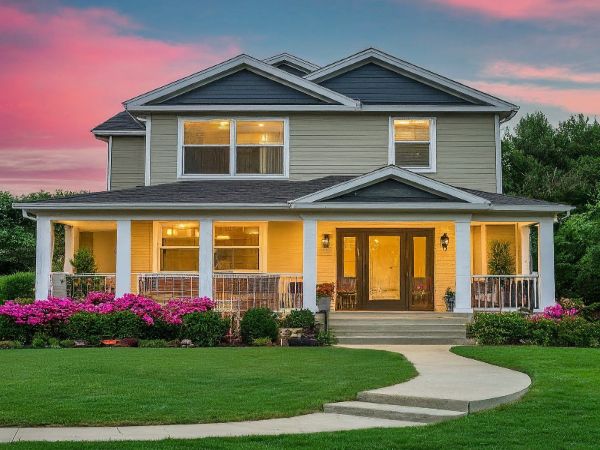 Stittsville House, In Stittsville, a two-story house sits proudly amidst a vibrant landscape. Its brick exterior, in a rich brown hue, exudes warmth and timeless elegance.