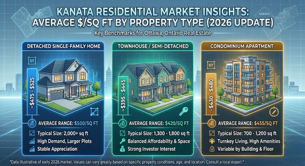 Average dollar to sq ft in Kanata