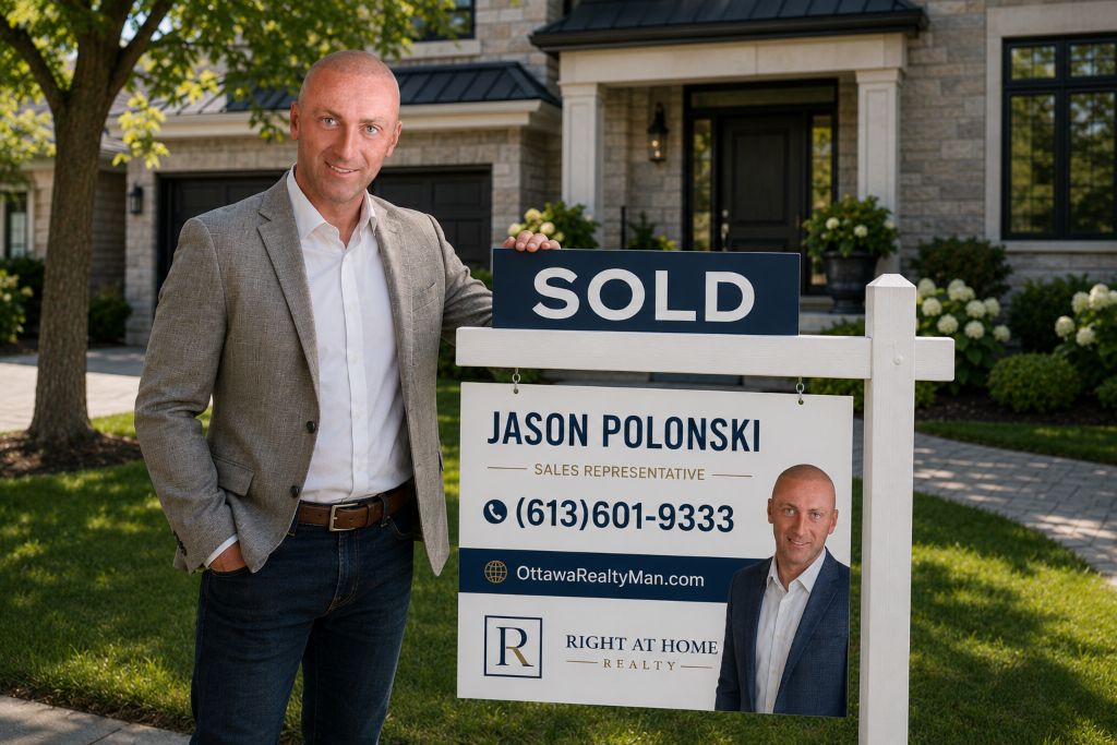 Jason Polonski- Realtor in Kanata, Ottawa Standing next to his sold sign
