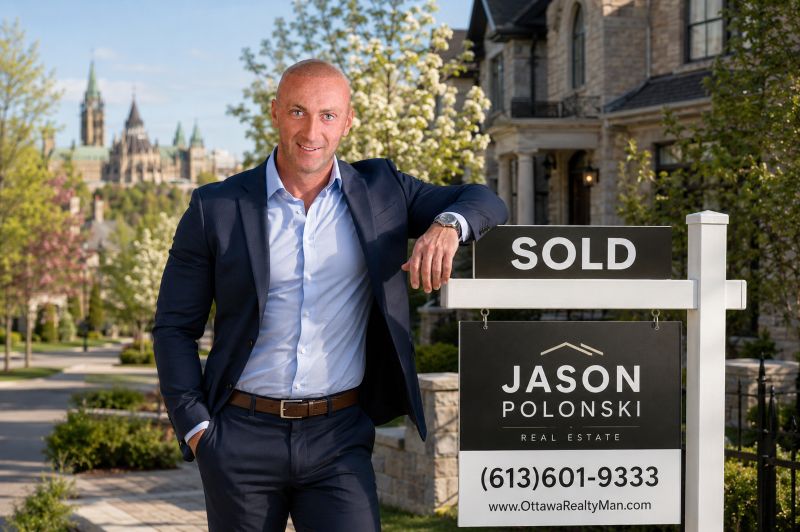 Jason Polonski- Realtor in Kanata, Ottawa standing next to sign