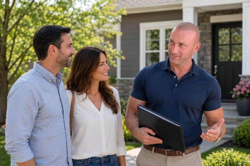 Jason Polonski- Realtor in Kanata, Ottawa takjing to his clients outside
