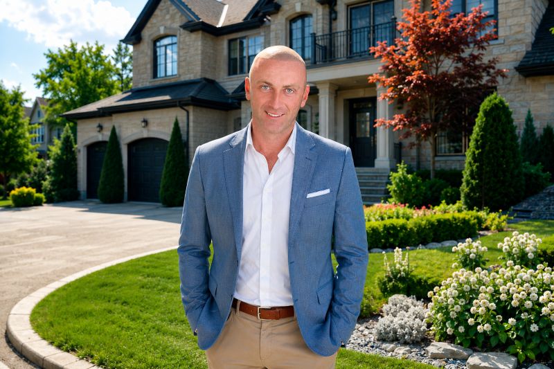 Jason Polonski, realtor in Kanata and Ottawa, standing in from of luxury house