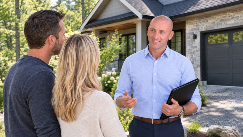 Jason Polonski, Stittsville REALTOR, showing a home to buyers in Stittsville